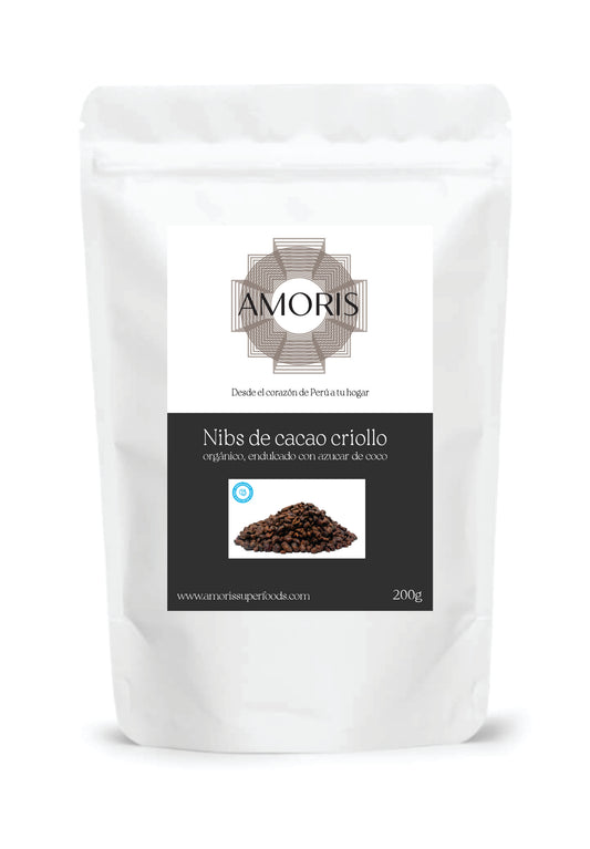 Bio Criollo Kakaonibs, gesüßt mit Kokosblütenzucker - 200g